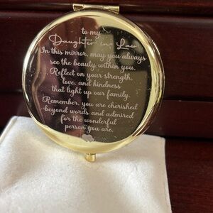 Gold Compact Mirror with Engraving